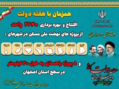 افتتاح پروژه‌های راهسازی و مسکونی همزمان با هفته دولت در استان اصفهان